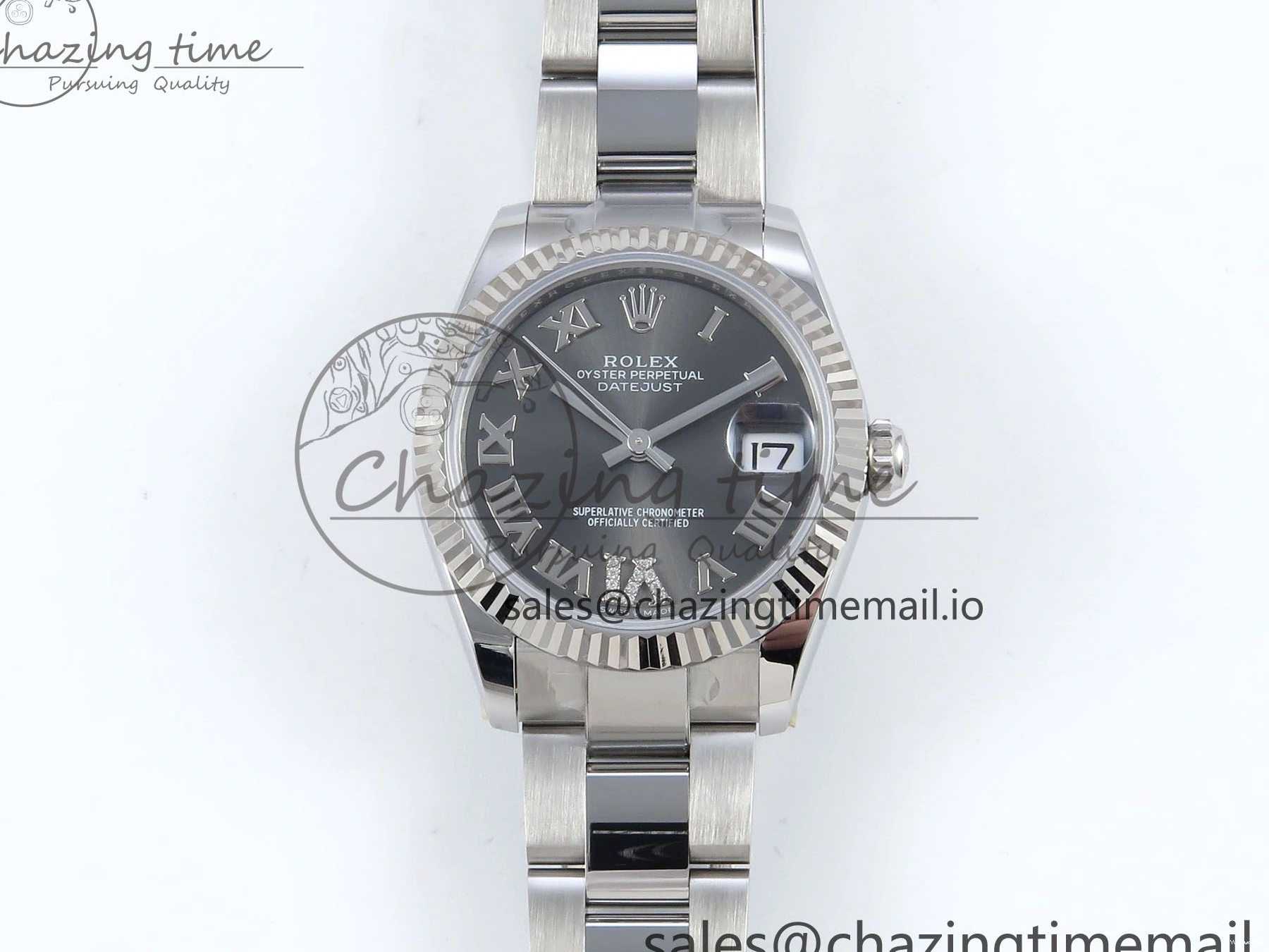 Steel Best 1:1 Diamonds Roman on Dial Bracelet ETA DateJust 904L 2688 Edition ARF Oyster 278274 SS 31 Gray 0308
